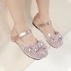 Classmate girl baby leather shoes 2025 spring and autumn new little girl princess crystal shoes flat bottom children's rhinestone single shoes