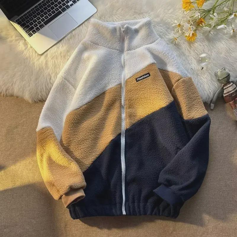 Koreanische Lammfell-Baumwolljacke für Herren – Herbst-/Wintertrend, lockere Passform, vielseitig für Studenten.