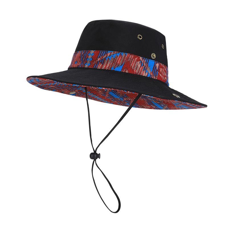 Spring Summer Big Brim Sun Hat National Style Cowboy Fisherman Hat Men Women Outdoor Sun Hat for Mountaineering and Fishing
