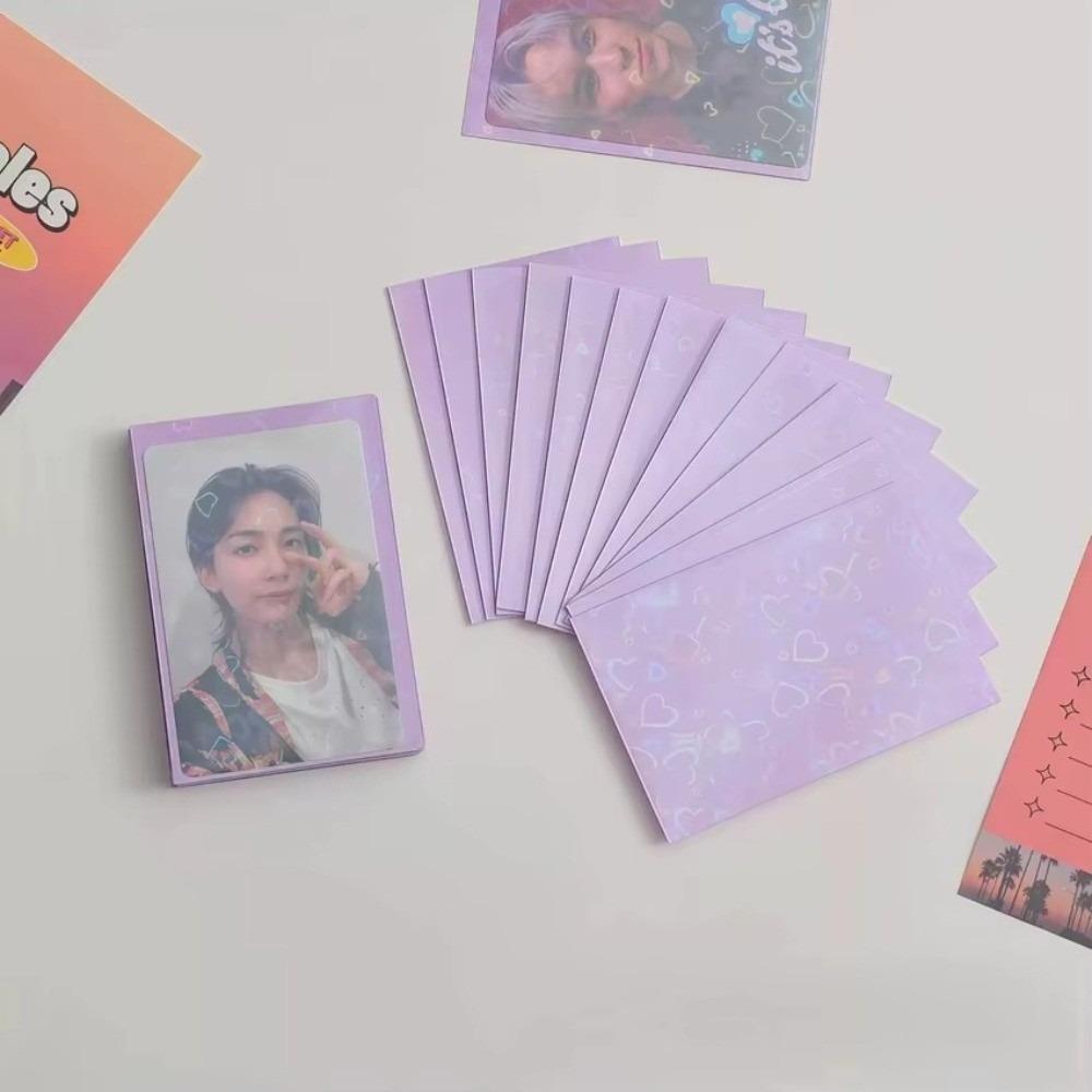 50PCS Macaron Transparent Laser Heart Card Sleeves Display Card Card Film  For Idol Photo