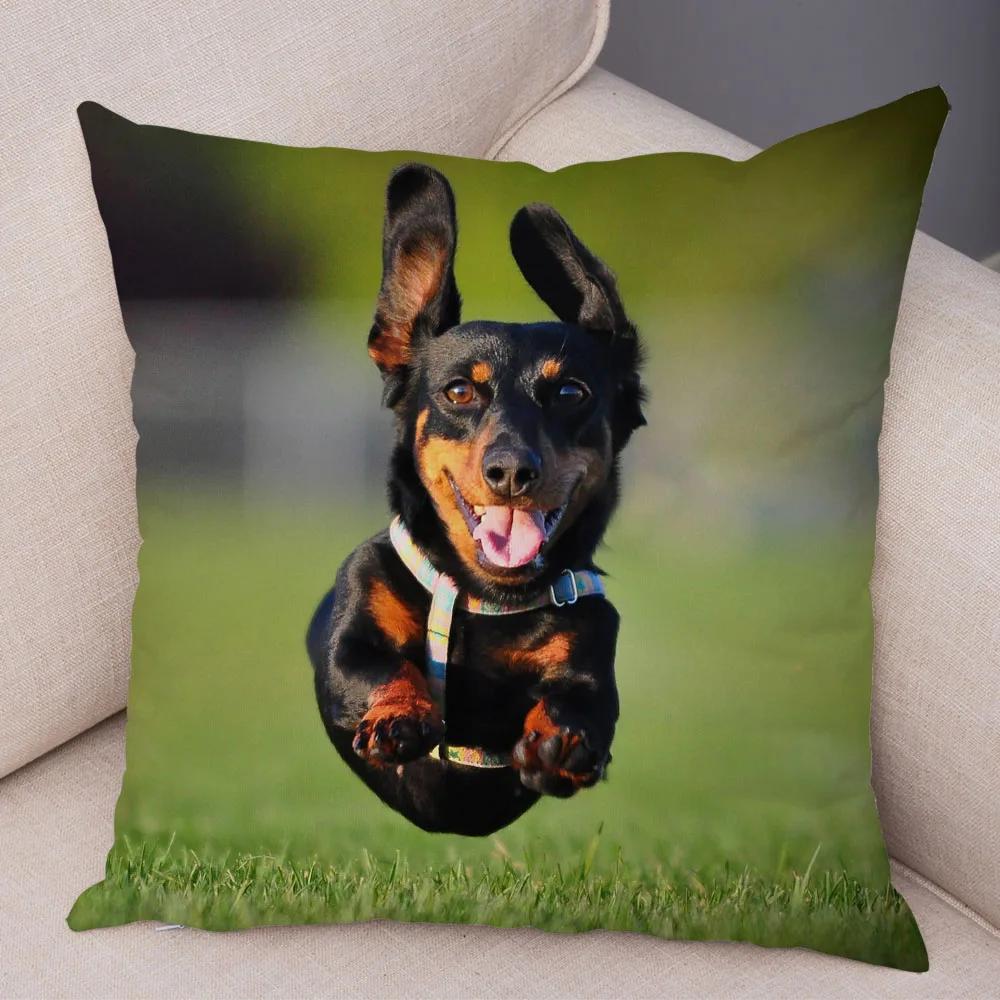 Mini Dackel Hund Kissenbezug Dekor Haustier Tier Kissenbezüge Superweicher Plüsch Kissenbezug für Sofa Zuhause Kinderzimmer 45x45cm