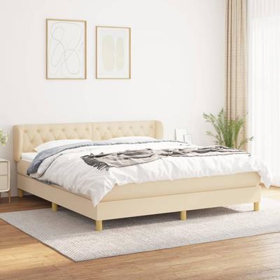 Vidaxl Boxspringbed met Matras, Crème, Stof, 160X200 Cm