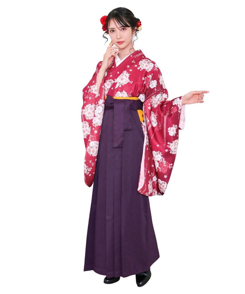 Hakama Two Shaku Sleeve Plain Graduation 4 Piece Set Hakama Lower Gorgeous E F Katakoi No Sakura Hakama [KYOETSU] Set, Kimono, Hakama, Ceremony,