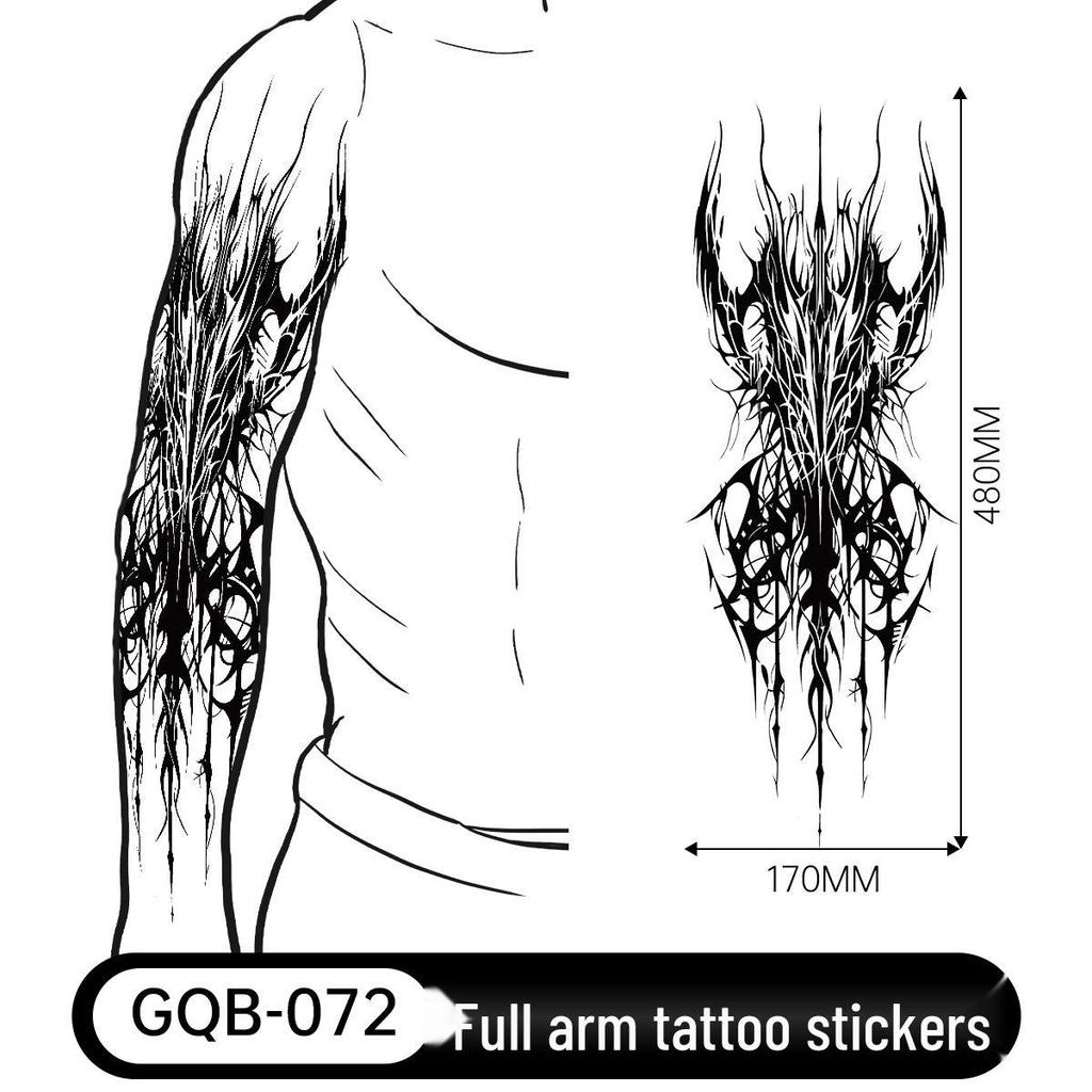 Adesivo Tatuaggio Completo per Braccio Uomo: Design Realistico Impermeabile, Motivo Tigre e Teschio