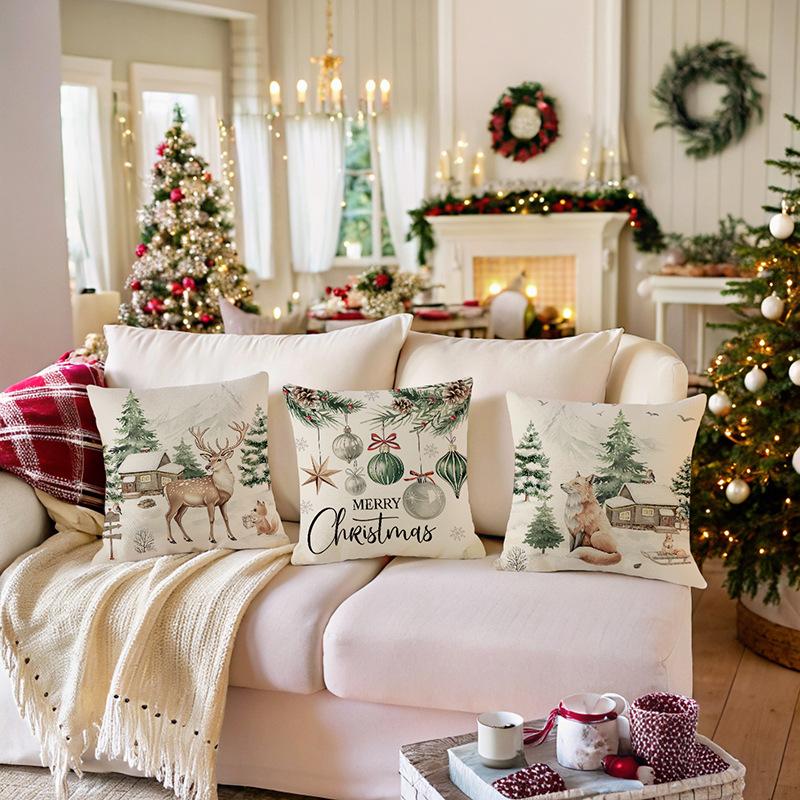 Printed Pillow Without Core New Christmas Pillow Cover Sofa Pillow Cover Bedside Cushion