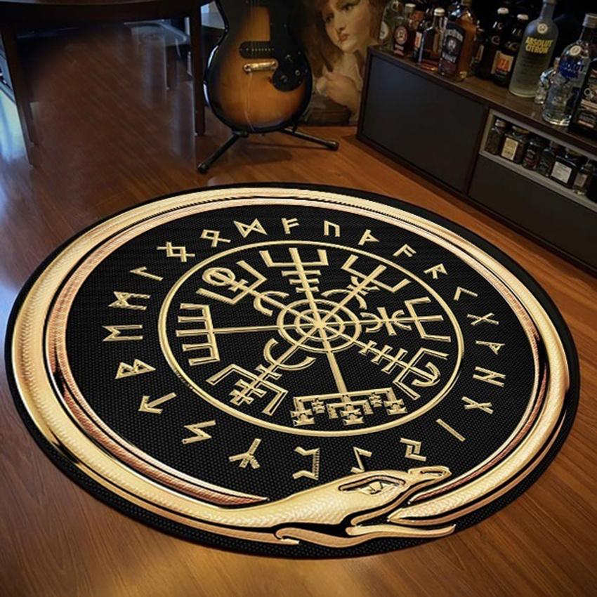 Personalized Carpet Round Carpet Satanic Cat Goat Impaled Throne Area Atheist Carpet Black Cushion Living Room Home Decor