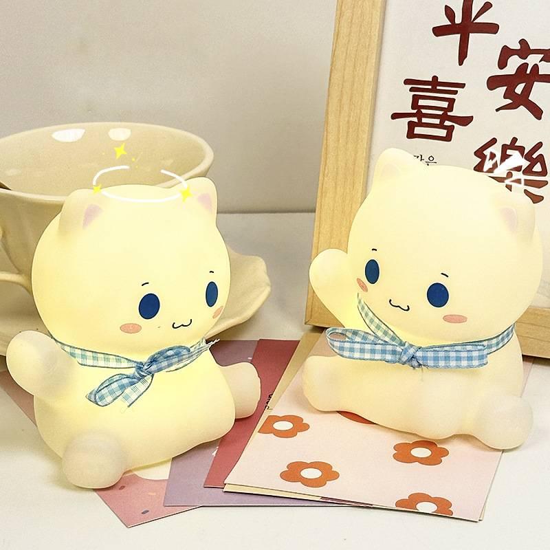 Cartoon Cat Lucky Night Light Dormitory Bedroom Bedside Lamp Decor Ornaments