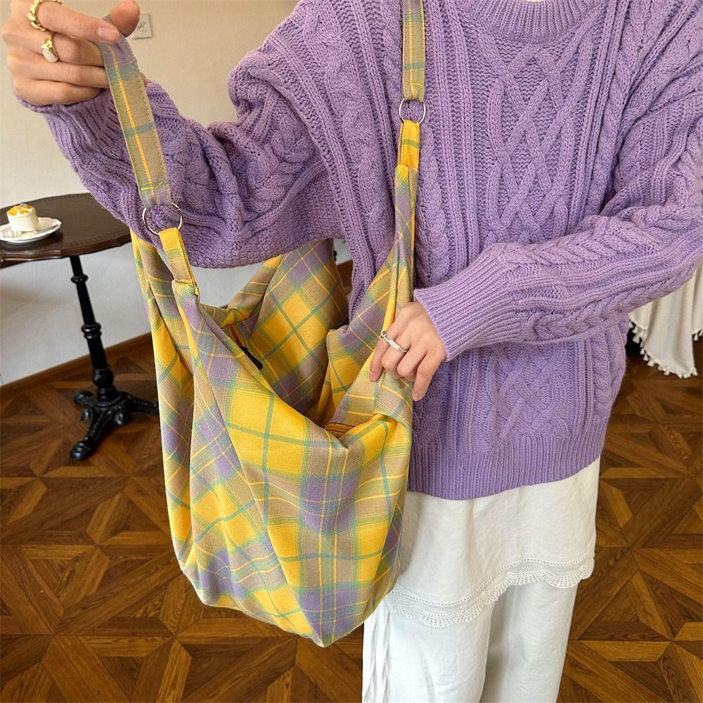Colorful Single-shoulder Bag Plaid Women's Handbag Versatile Plaid Tote Bag Commuting