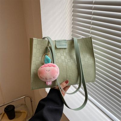 Large Capacity Simple Bag for Women's New Versatile Textured Plaid Shoulder Bag for Class Commuting Toy Bag