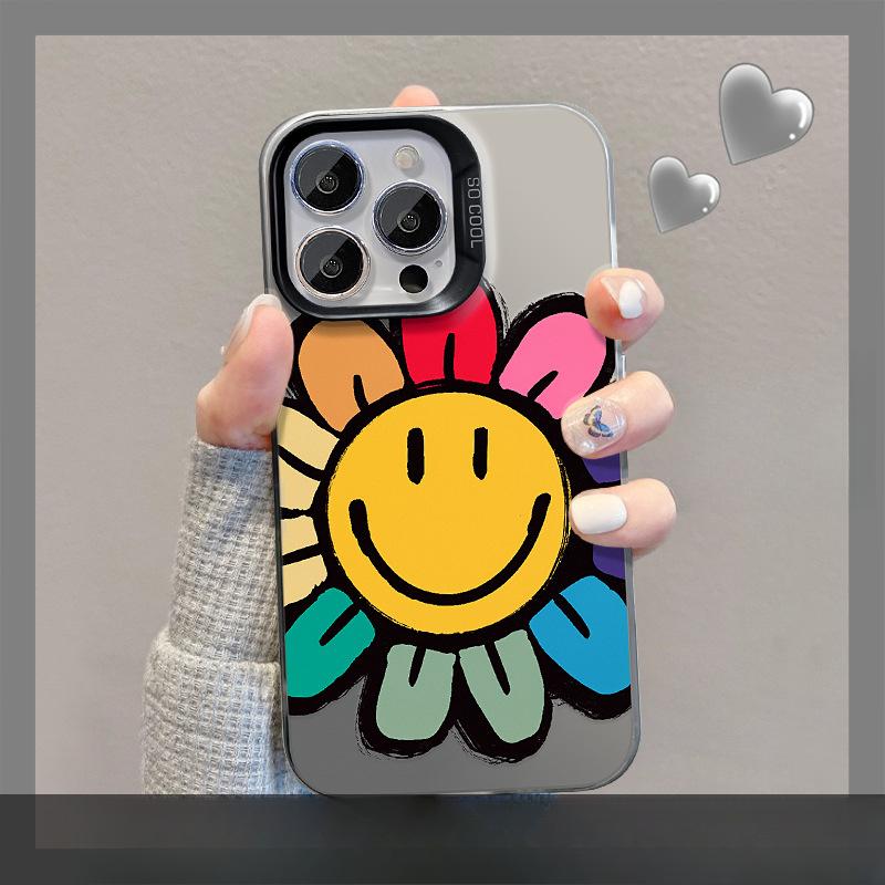 Applicable To Apple 13 Mobile Phone Case Iphone15pro Sunflower Stand 14 Color Silver Matte 12 Large Hole 11 Advanced X