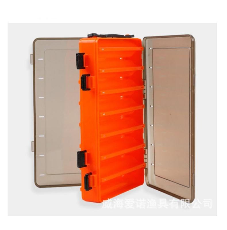 Angelbox mit 14 Fächern, Angelzubehör, Köderhakenboxen, Aufbewahrung, doppelseitig, hochfest, Angelköder-Tackle-Box