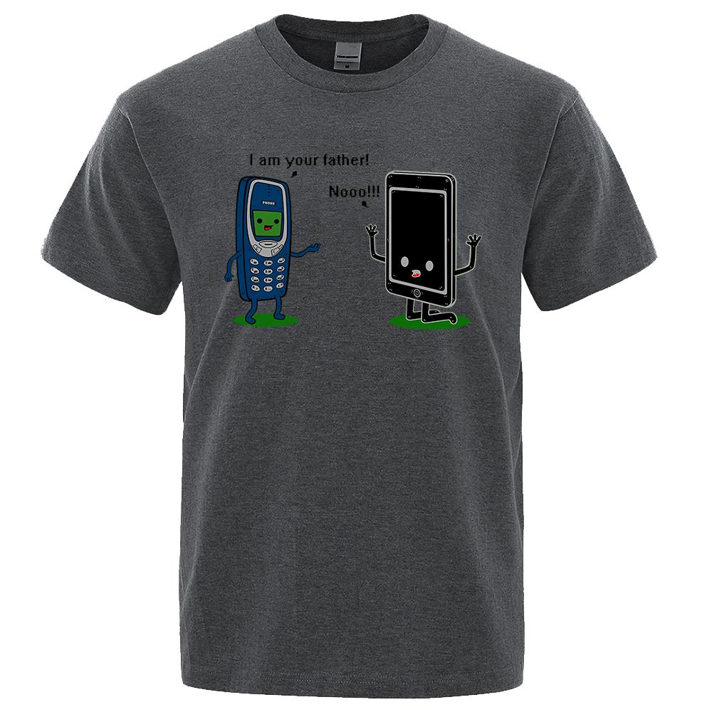 I'm your father Funny phone T-Shirts Men Fashion Casual Short Sleeve Crewneck Breathable Tops Cotton Summer Tee Clothing Men's