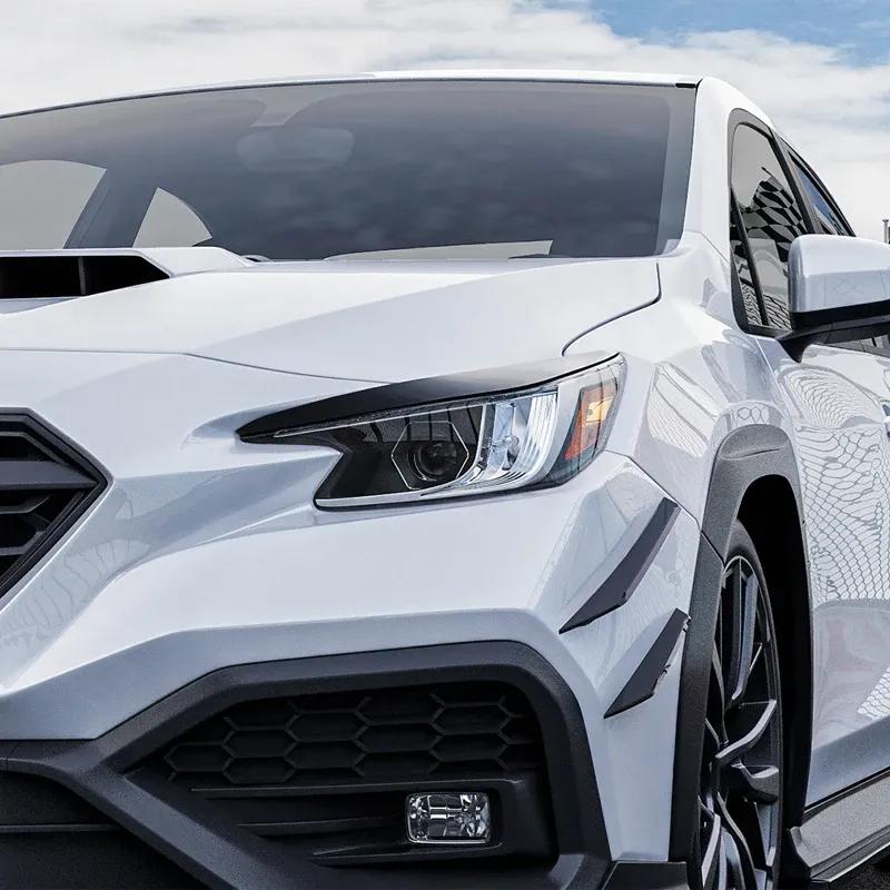 Car Headlight Eyebrows Eyelid ABS Gloss Black/Carbon Fiber Eyebrow For Subaru WRX STI VB + Auto Exterior Accessories