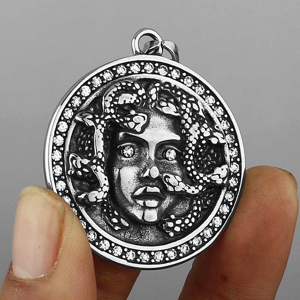 Norse Mythology Medusa Snake Pendant Unisex Retro Punk Snake Medusa 316L Stainless Steel Necklace Pendant Gift Jewelry