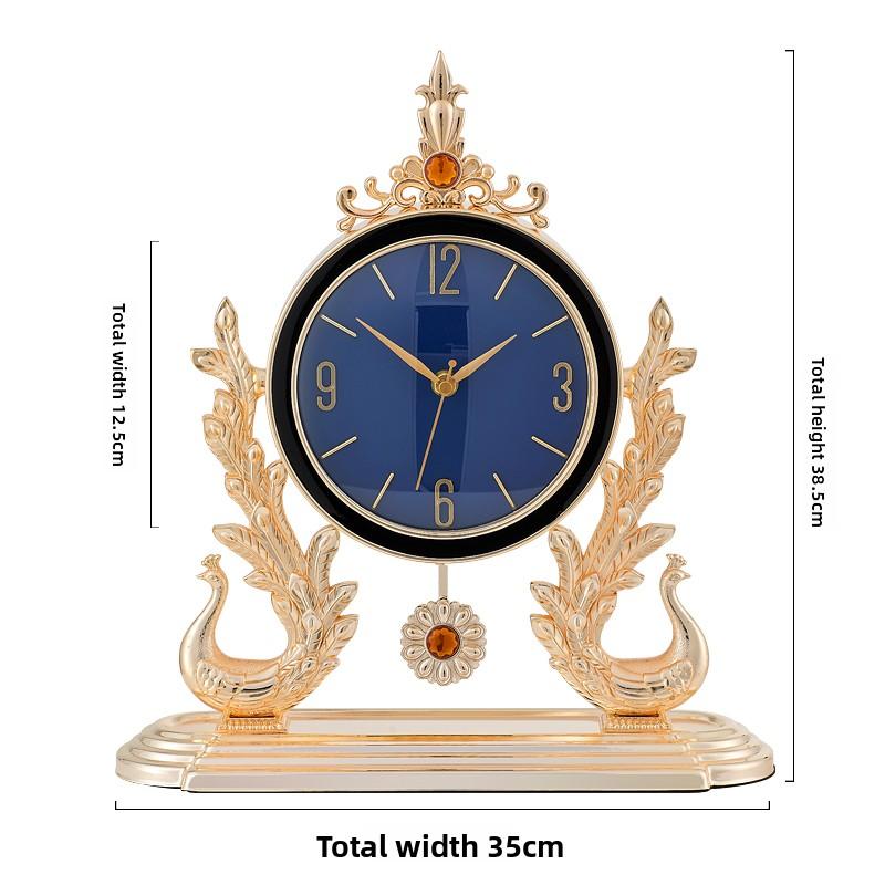 Luxury Metal Desk Clock Living Room Mute Clock Watch Retro Number Desktop Gadgets Nightstand Alarm Clock Table Room Decoration