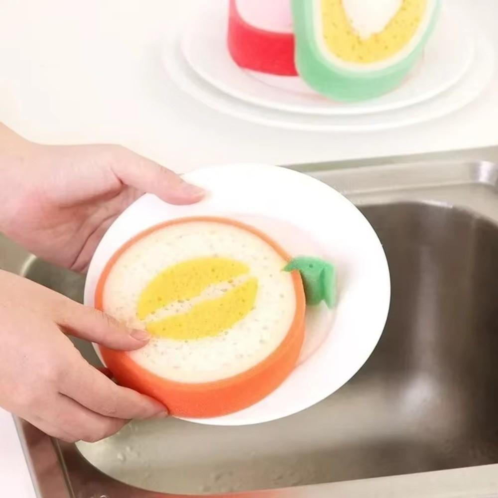 1PC Sponge Cleaner Magic Sponge Fruit Shaped Dishwashing Wipe Washcloth Kitchen Cleaning Tools