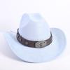New western cowboy hat men's and women's wide-brimmed top hat bull head rivet belt buckle sun hat