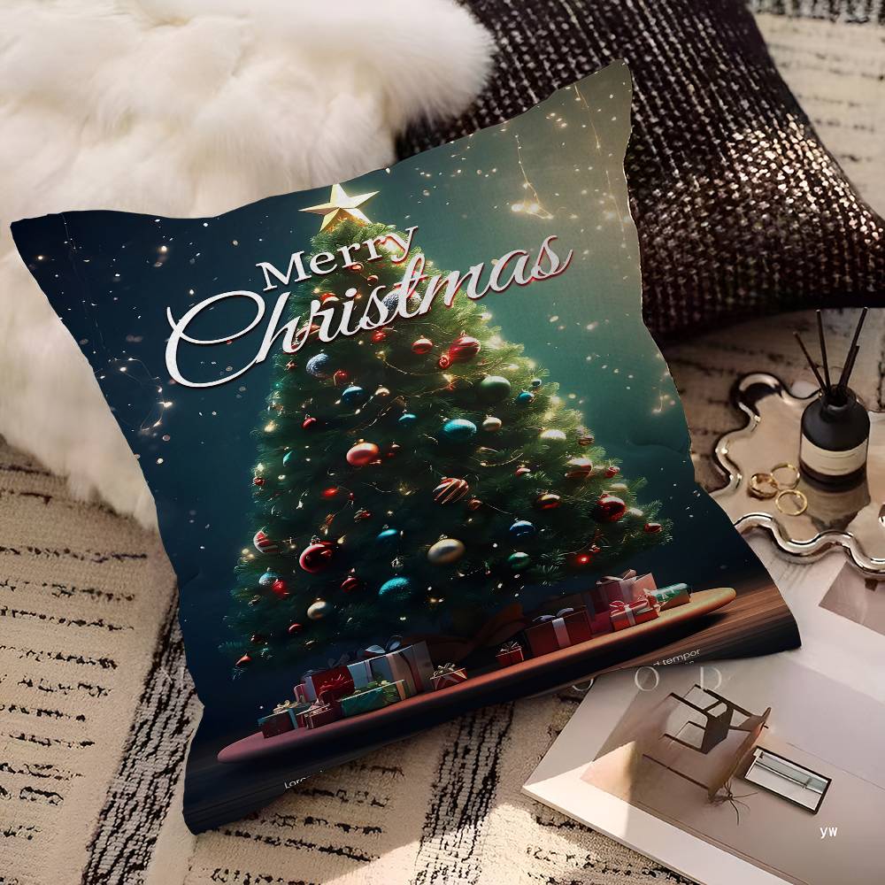 Christmas Tree Ball Decoration Pillow Case Cushion Cover Car Throw Pillow Case For Sofa Car Christmas Gift 40x40cm 45x45cm