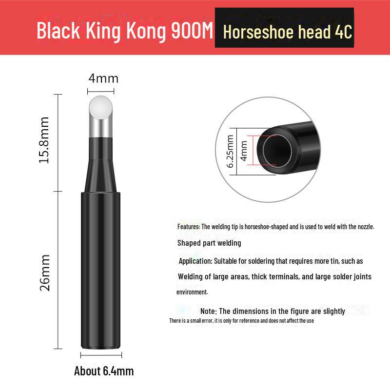 Vârf Fier de Lipit - 936 Vârf Potcoavă Diamant Negru, Durabil cu Excelent Flux de Cositor