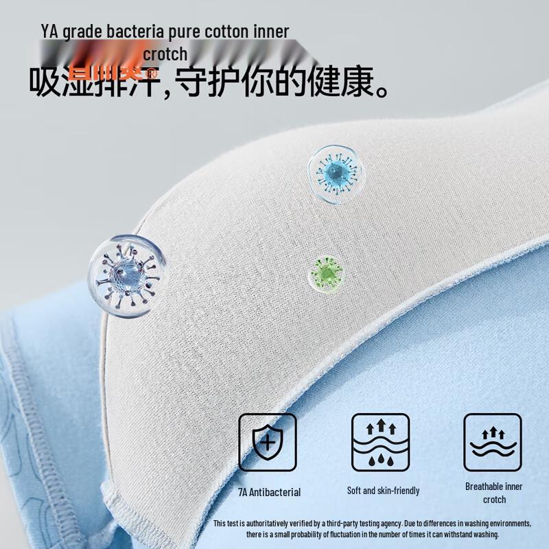 Yiershuang Men's 7A Antibacterial Cotton Boxer Briefs 4-Pack