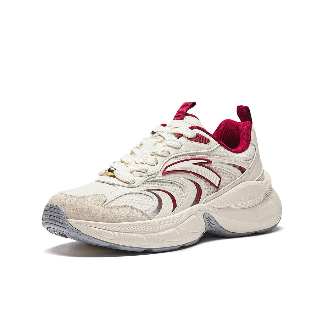 Anta Galaxy Slip Resistant Abrasion Resistant Low Top Casual Shoes Men's White Red 912618839-1