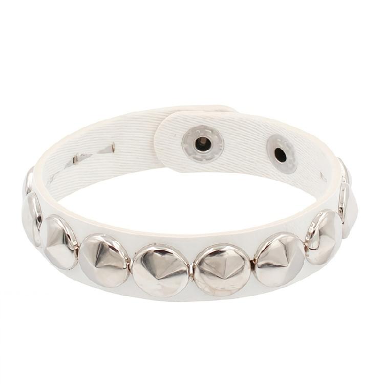 

Bold And Unique Spikes Bracelet Sturdy PU Leather Hand Chain Jewelry Ideal For Layering With Other Accessories белый
