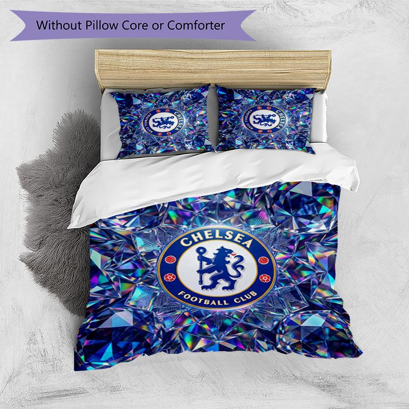 Set Lenzuola 3 Pezzi Stampato Chelsea FC Morbido Delicato sulla Pelle Lavabile Copripiumino e Federe Set Tutte le Stagioni Camera da Letto