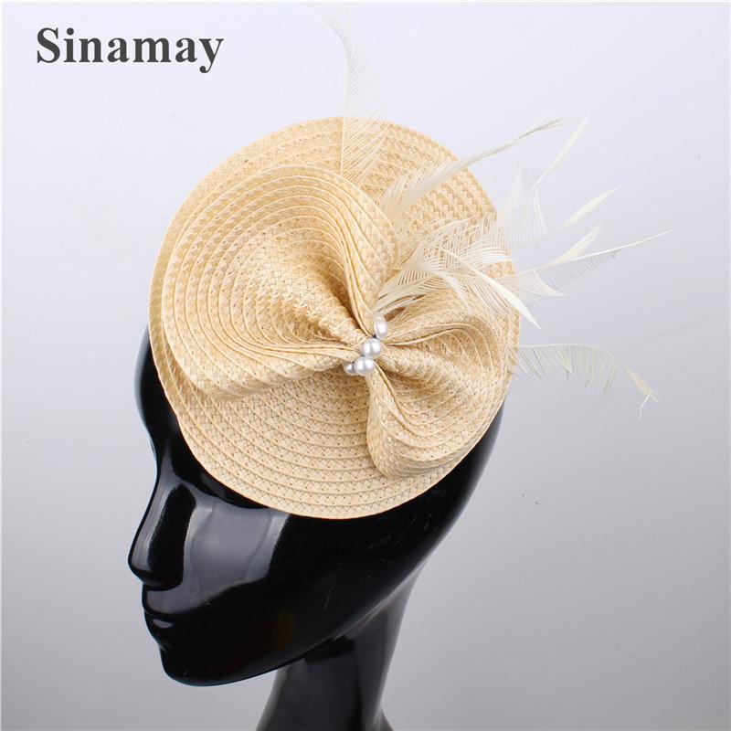 European And American Feather Headgear Popular Bridal Hair Accessories Banquet Photo Top Hat Pp Imitation Hemp Headgear