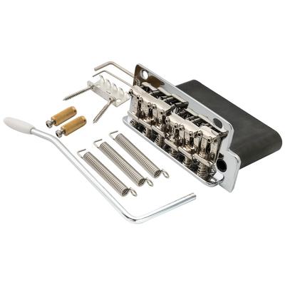 Wilkinson WV2-SB 10,8mm Zweiteilige Tremolo-Brückeneinheit mit Vintage-Stahlsätteln und Vollstahlblock für importierte/japanische Strat-Gitarren, Chrom