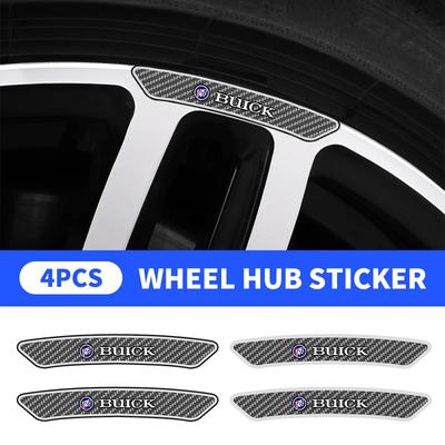 4Pcs Carbon Fibre Emblem Wheels Rims Stickers Decal For Excelle XT Envision Excelle GT LaCrosse Enclave Royaum Park Avenue