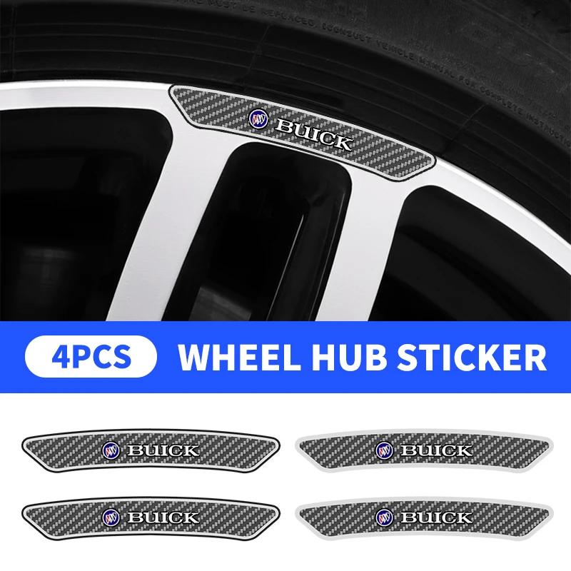4Pcs Carbon Fibre Emblem Wheels Rims Stickers Decal For Buick Excelle XT Envision Excelle GT LaCrosse Enclave Royaum Park Avenue