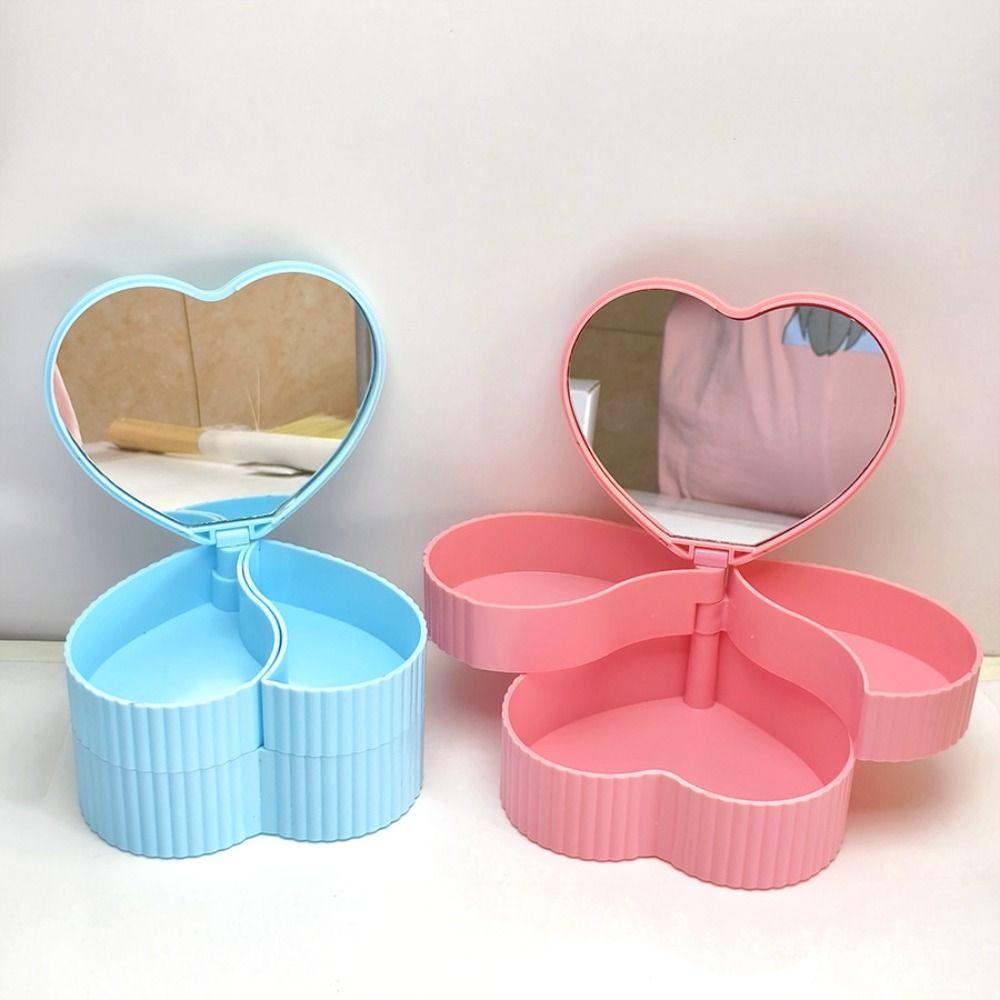 Rotating Heart Shape Jewelry Boxes Large Capacity Jewelry Display Box Jewelry Organizer  Dresser