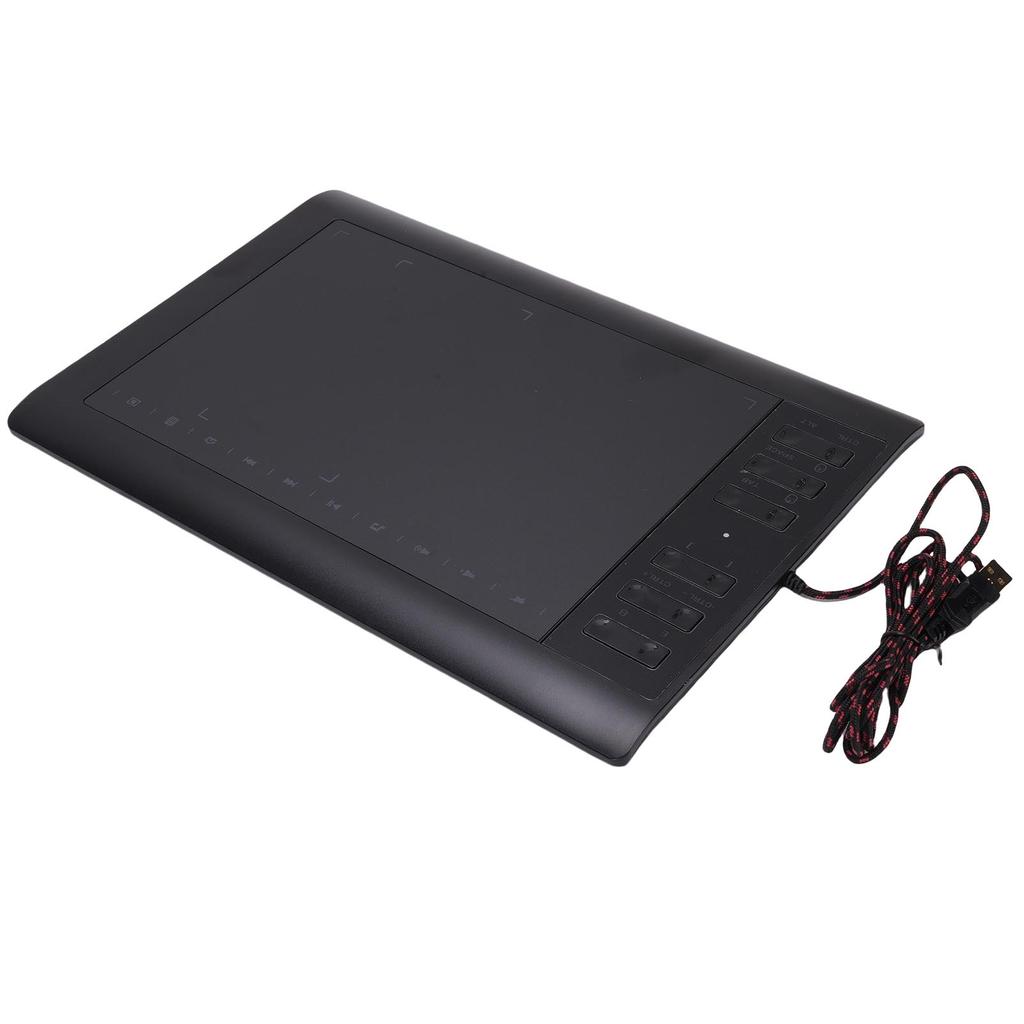 Grafiktablett 10 x 6 Zoll Große Aktive Fläche mit 8192 Druckempfindlichkeitsstufen Stift und 12 Hotkeys für