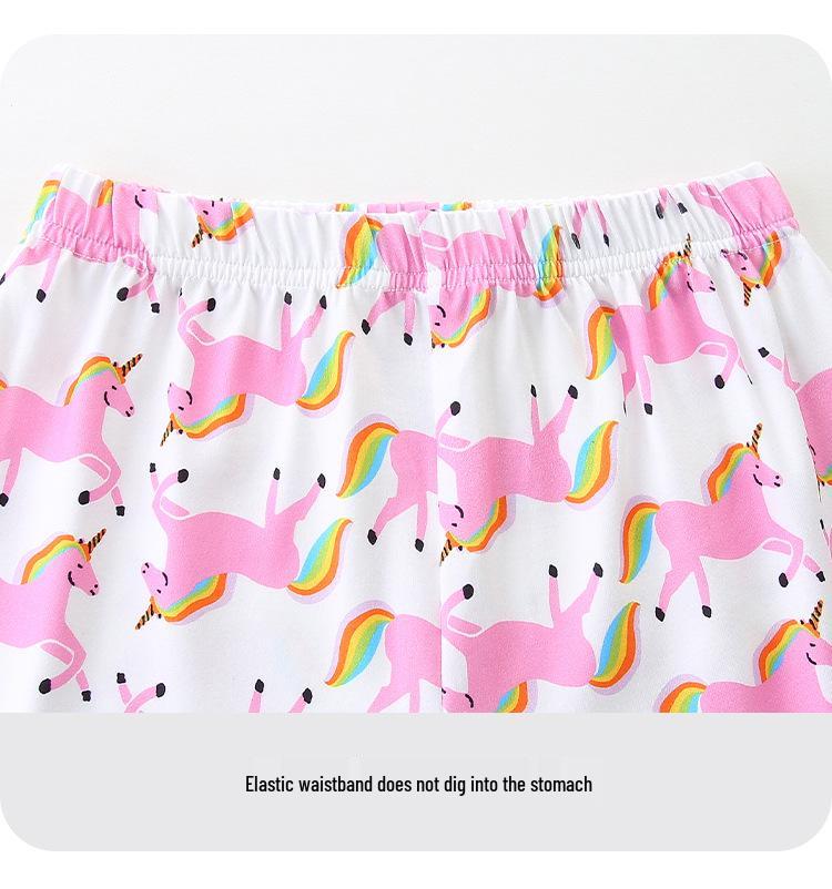 Girls' European Unicorn Short-Sleeve Two-Piece Summer Homewear Set