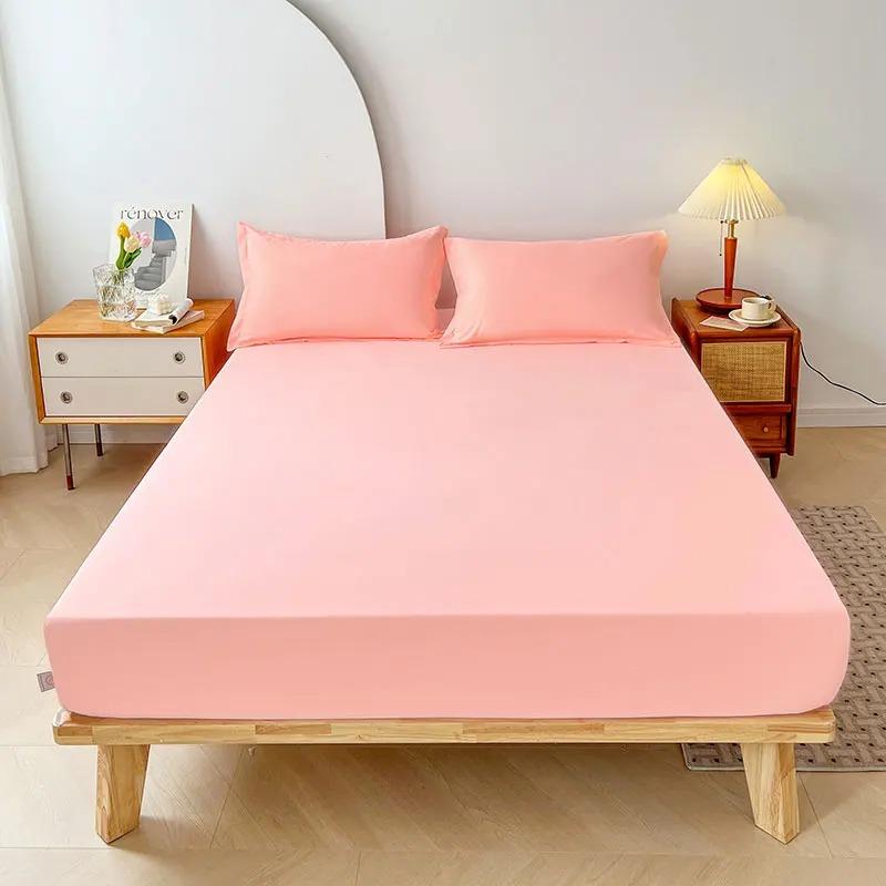 1PC Plain Color Waterproof Mattress Cover Polyester Material Thin Breathable Bedroom Four Seasons Apply