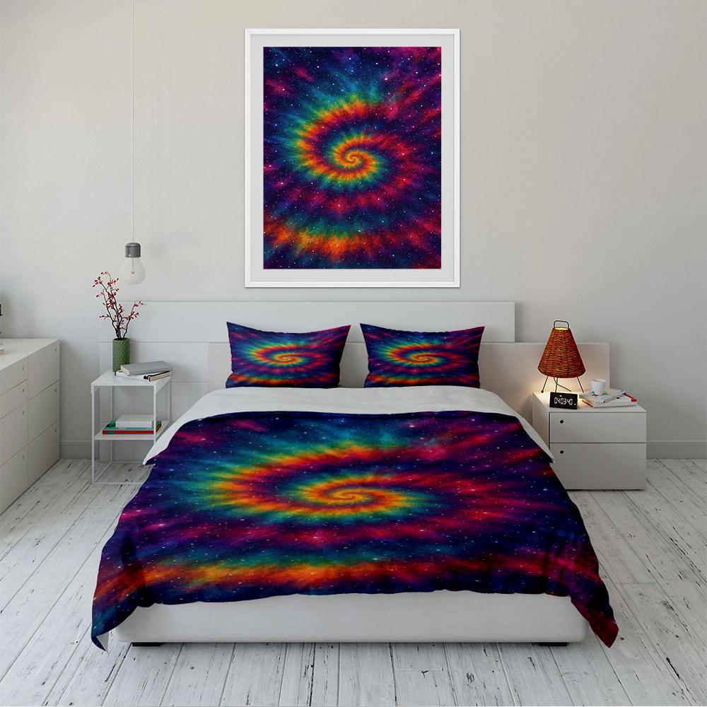 Colorful Galaxy Spiral Bedding Bedding set (1 duvet cover, 2 pillowcases, duvet not included)