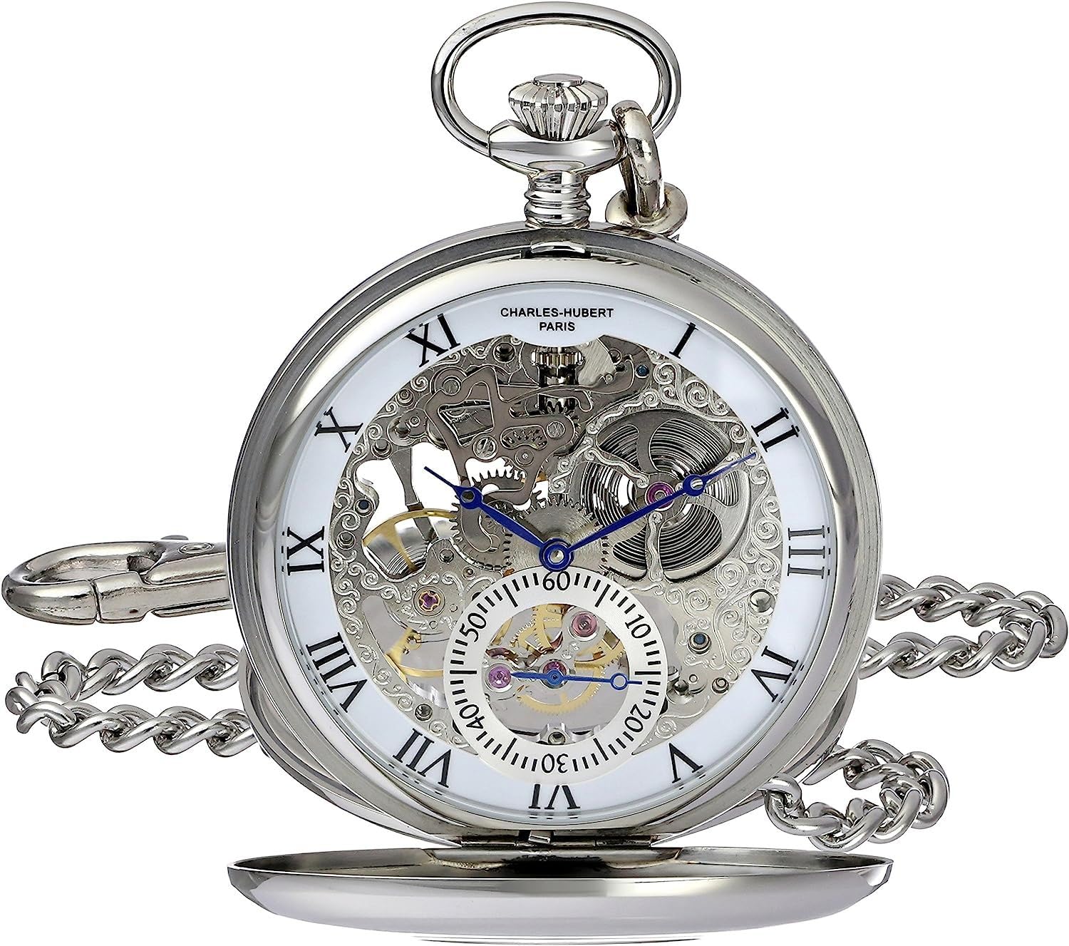 

Pocket Watch Mechanical Manual Winding Skeleton [Charles Hubert] 3972-W Men s срібний