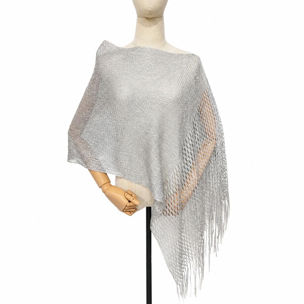Tassel Sun Protection Shawl Solid Color Glitter Scarf Treandy Hollow Out Shawl Dinner Party