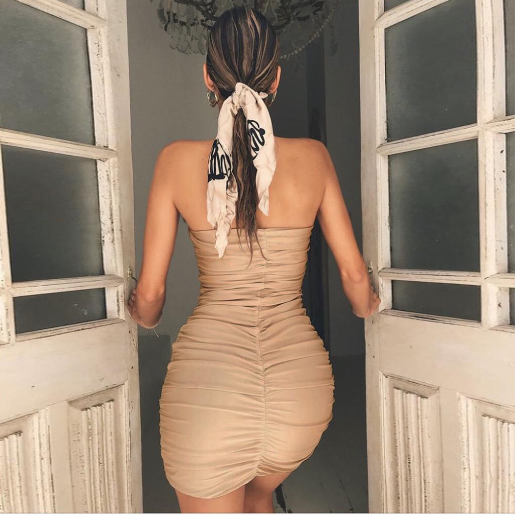 Spring and Summer New European and American Women's Clothing Sexy Tube Top Nightclub Pleated Hip-wrapped Dress