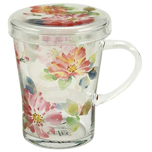 Yamaka Shoten CELEC  Chamiel Teamate  Heat-Resistant Glass Mug (with Tea Strainer), Rose, CY13-GT57