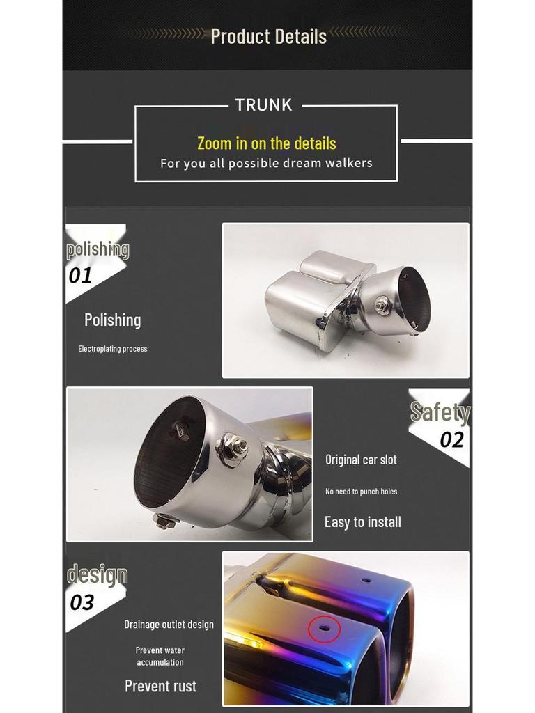 Dual Outlet Exhaust Pipe for CRV, Hyundai IX35, Infiniti JX35 7.6 Caliber SUV