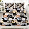 3pcs Fitted Sheet Set Colorful Cats Pattern Print Design Easy Care Bed Sheet With Pillowcases For Bedroom Decor