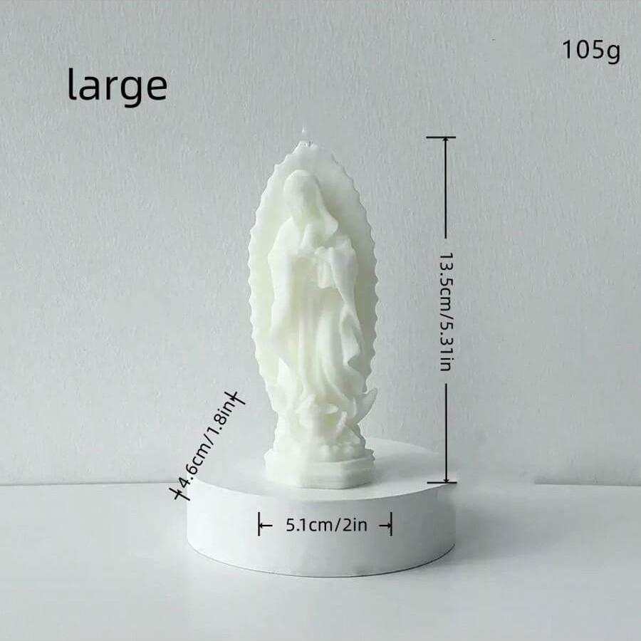 Handmade Virgin Mary Shaped Scented Candle Decor, Slight Color Difference White Freesia