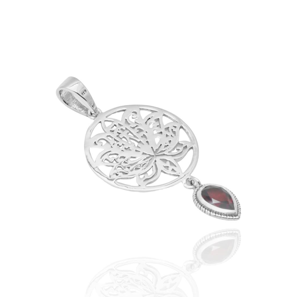 Natural Garnet Pendant: 925 Sterling Silver Designer Jewelry