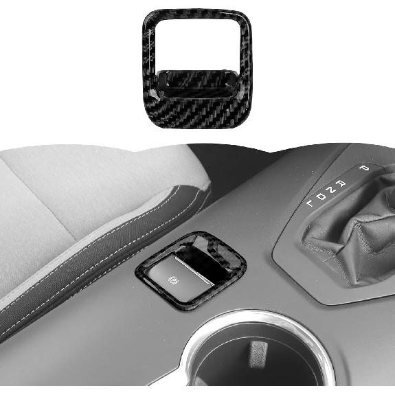 RT-TCZ Electronic Parking Brake Button Cover Trim Interior Accessories for Ford Mustang 2024 2025 (Black Carbon Fiber) Black Carbon Fiber