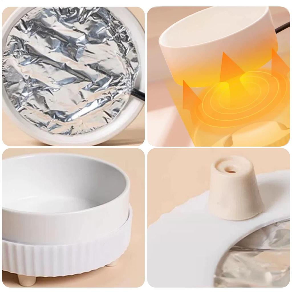 Heated Cat Bowl Rechargeable Pet Water Heating Bowl Noiseless Ceramic Water Bowl Cat Water Fountain Animal Drinking Dispenser