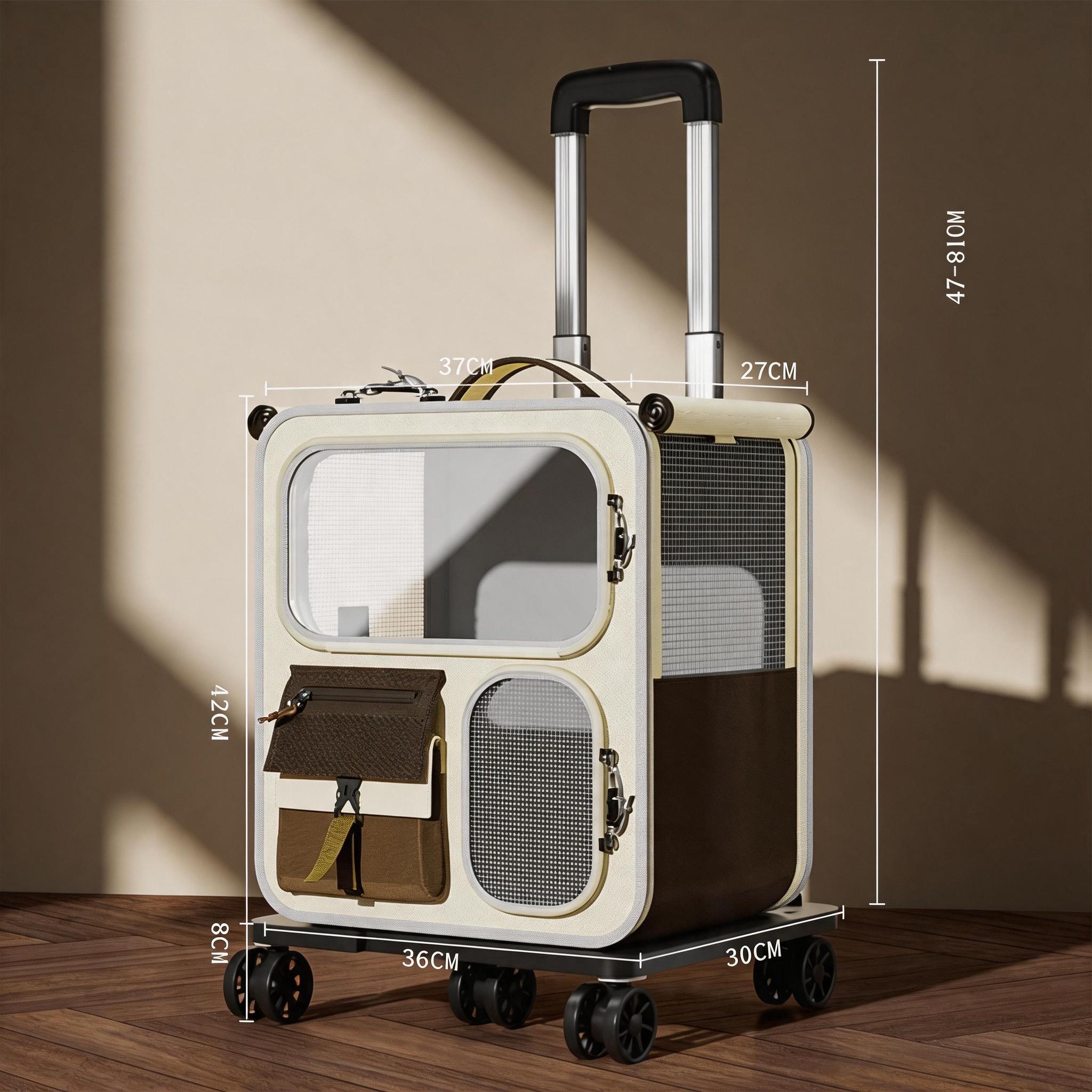 Portable Lightweight Rolling Cat Carrier with