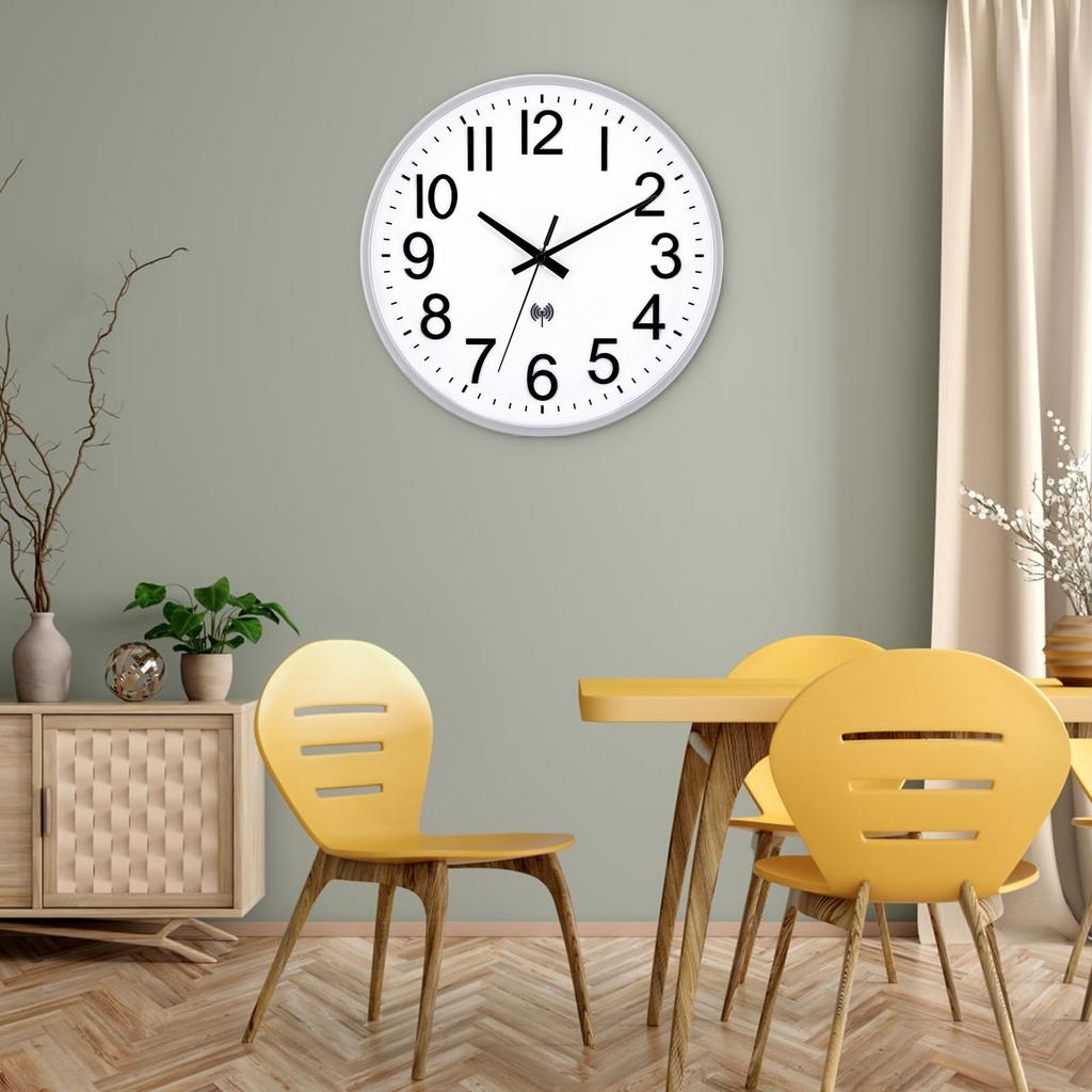 AUTVIVID Wall Clock, Radio-Controlled, Silent, 3D Diameter, Easy To Read, Continuous Second Hand, 30cm Diameter, Scandinavian Style, Stylish Interior