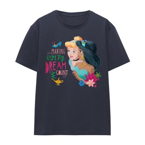 Disney Princess Womens/Ladies Making Every Dream Count Cinderella & Jasmine T-Shirt