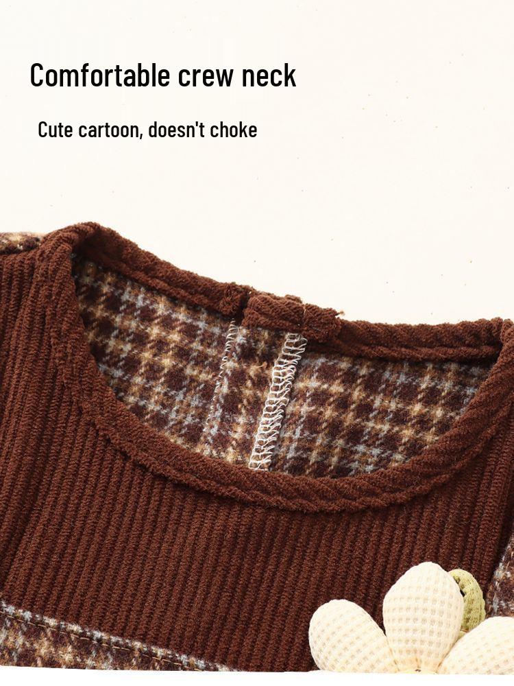 Children's Waterproof Long Sleeve Coverall Bib - Stylish Autumn/Winter Outerwear for Baby Girls